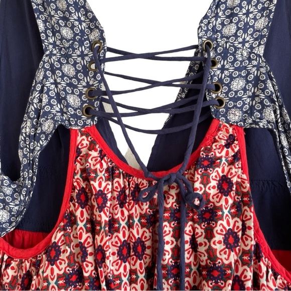 Lulus La Vie En Roses Navy Blue Red Floral Print Dress Sundress Small - Picture 11 of 13